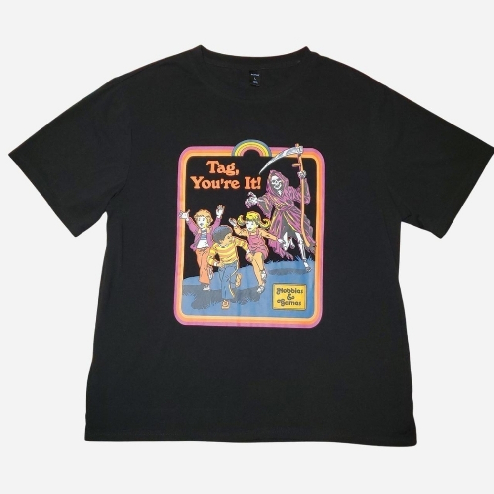 ROMWE Black 'Tag, You're It!' T-Shirt